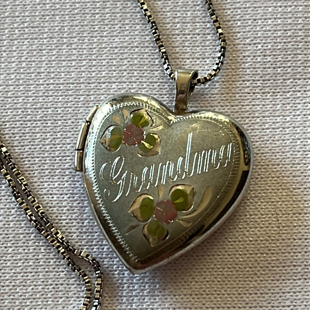 925 Silver Grandma Locket Necklace
